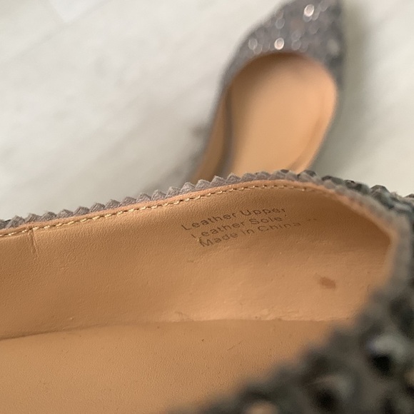 Badgley Mischka Gigi Pewter Flats Rhinestones Pointed Toe Wedding Size 10 - Picture 10 of 10